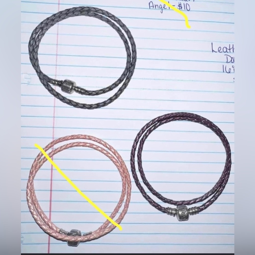 SOLD Pandora leather double wrap bracelet